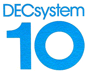 A DECsystem-10 logo from the late 70s.  The letters "DECsystem-10" appear in Royal Blue on a white background.