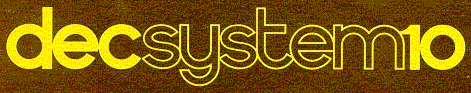 An older DECsystem-10 logo, from the early 70s.  The text appears in all lower case yellow letters on a brown background.